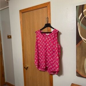 Loft Size 18 Multi-Color w/Floral Print Sleeveless V-Neck Blouse - EUC